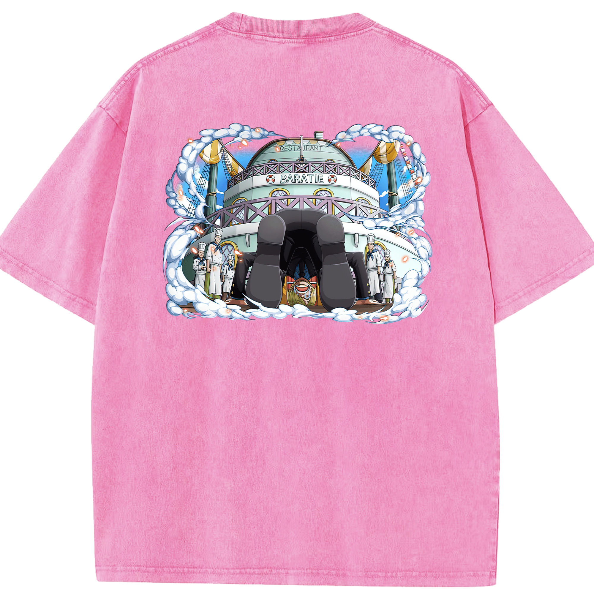 ワンピース サンジ ONE PIECE Sanji 綿100% ヴィンテージ風 半袖Tシャツ（背面プリント）
